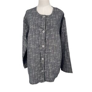 Vintage Fern Bratten Gray Geometric Art‎ to Wear Jacket 1X Plus Lagenlook